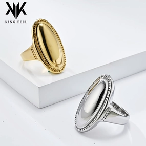 Wholesale Oval large polished titanium steel exaggerated ring