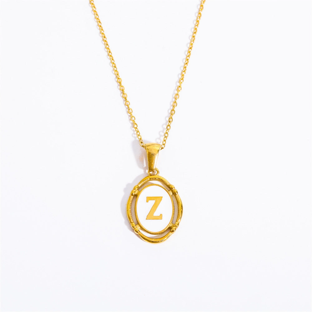 Wholesale Oval Letter Titanium Steel Necklaces