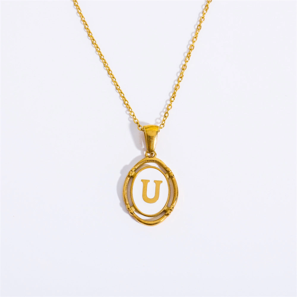 Wholesale Oval Letter Titanium Steel Necklaces