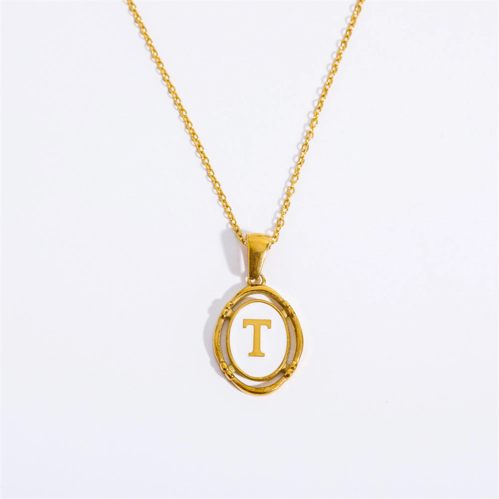 Wholesale Oval Letter Titanium Steel Necklaces
