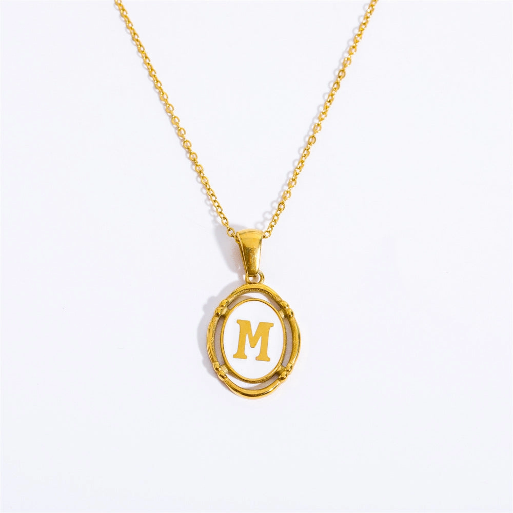 Wholesale Oval Letter Titanium Steel Necklaces