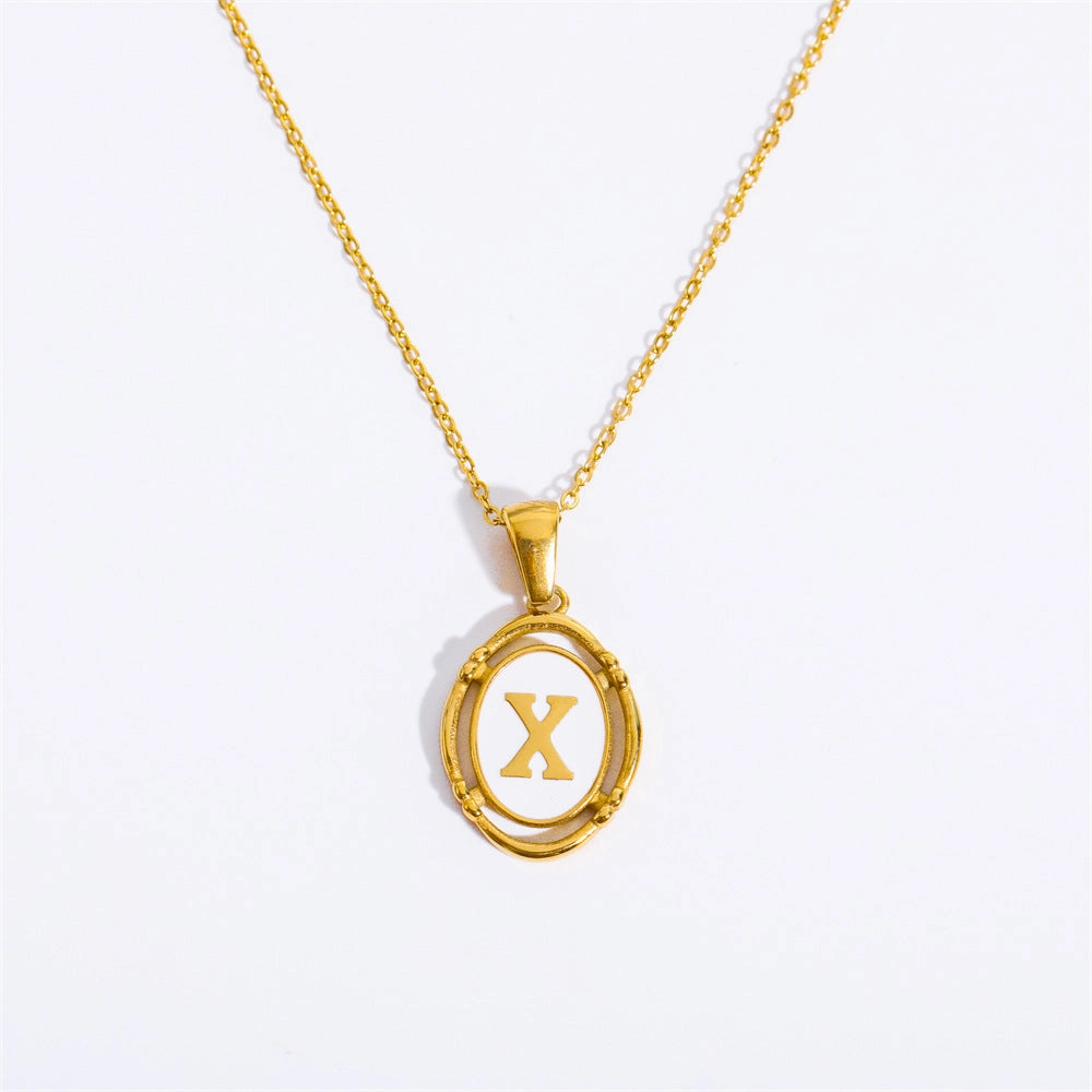 Wholesale Oval Letter Titanium Steel Necklaces