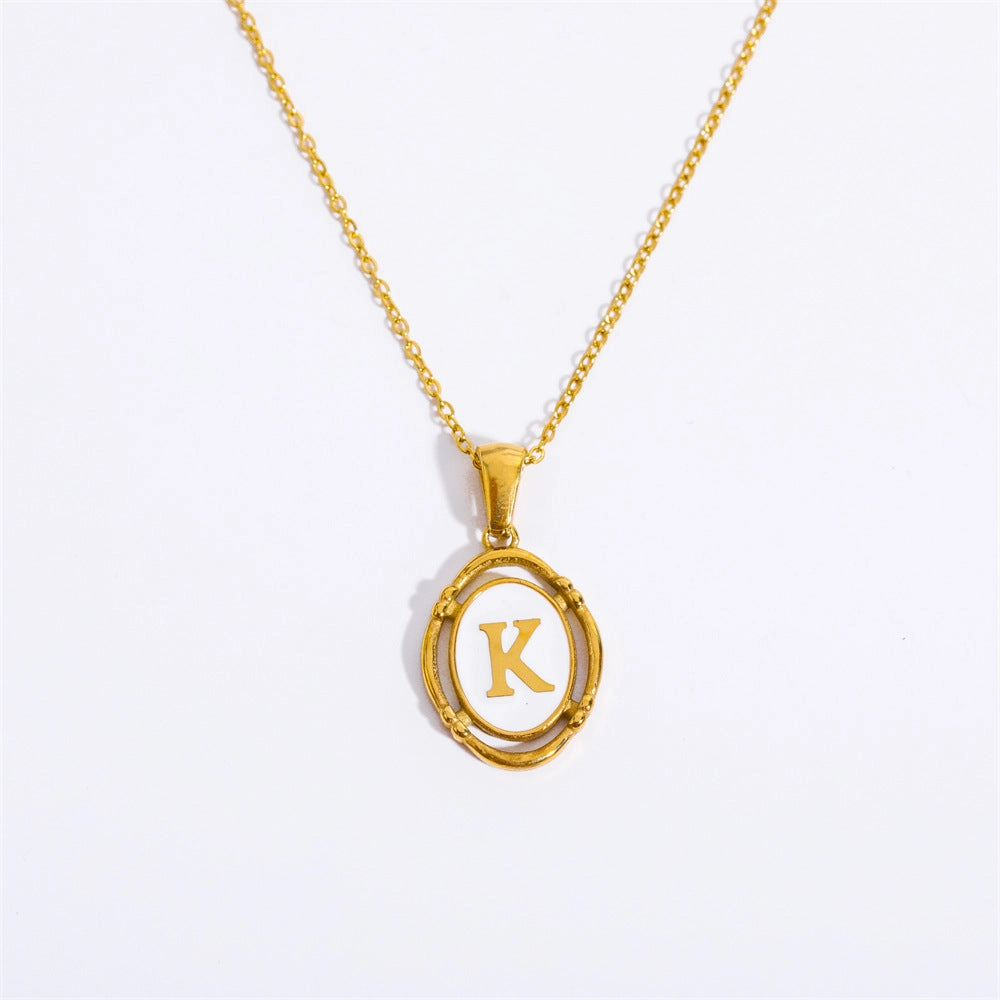 Wholesale Oval Letter Titanium Steel Necklaces
