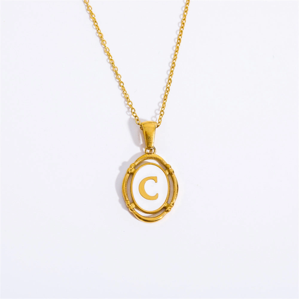 Wholesale Oval Letter Titanium Steel Necklaces