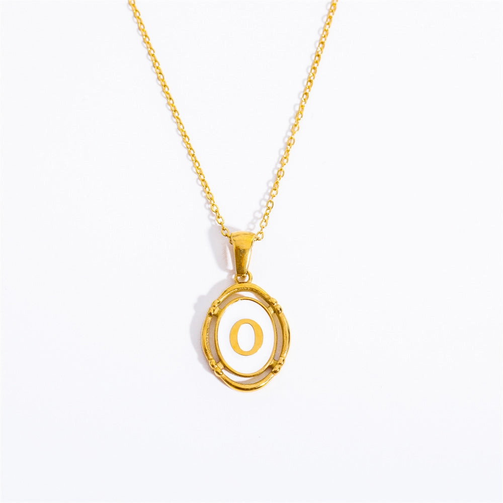 Wholesale Oval Letter Titanium Steel Necklaces