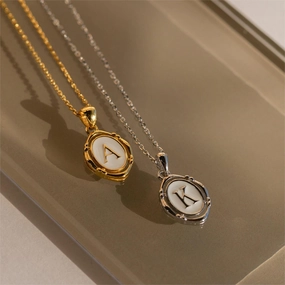Wholesale Oval Letter Titanium Steel Necklaces