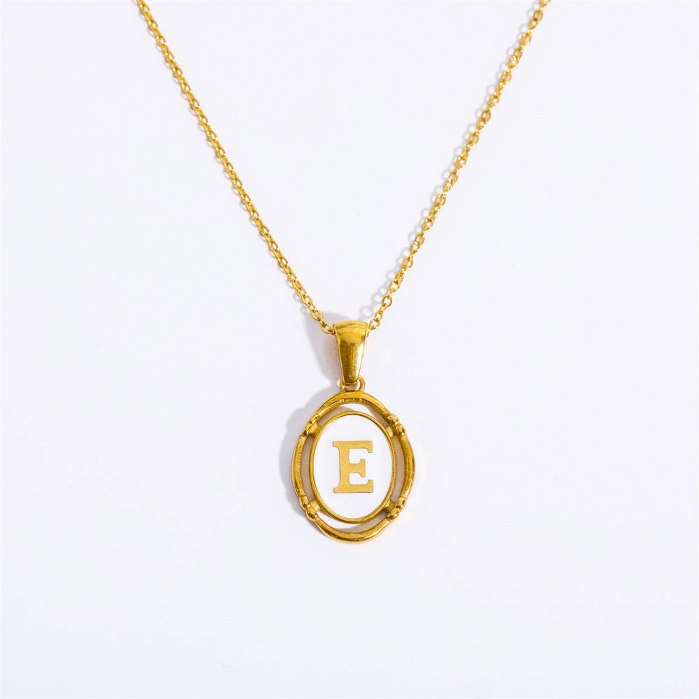 Wholesale Oval Letter Titanium Steel Necklaces