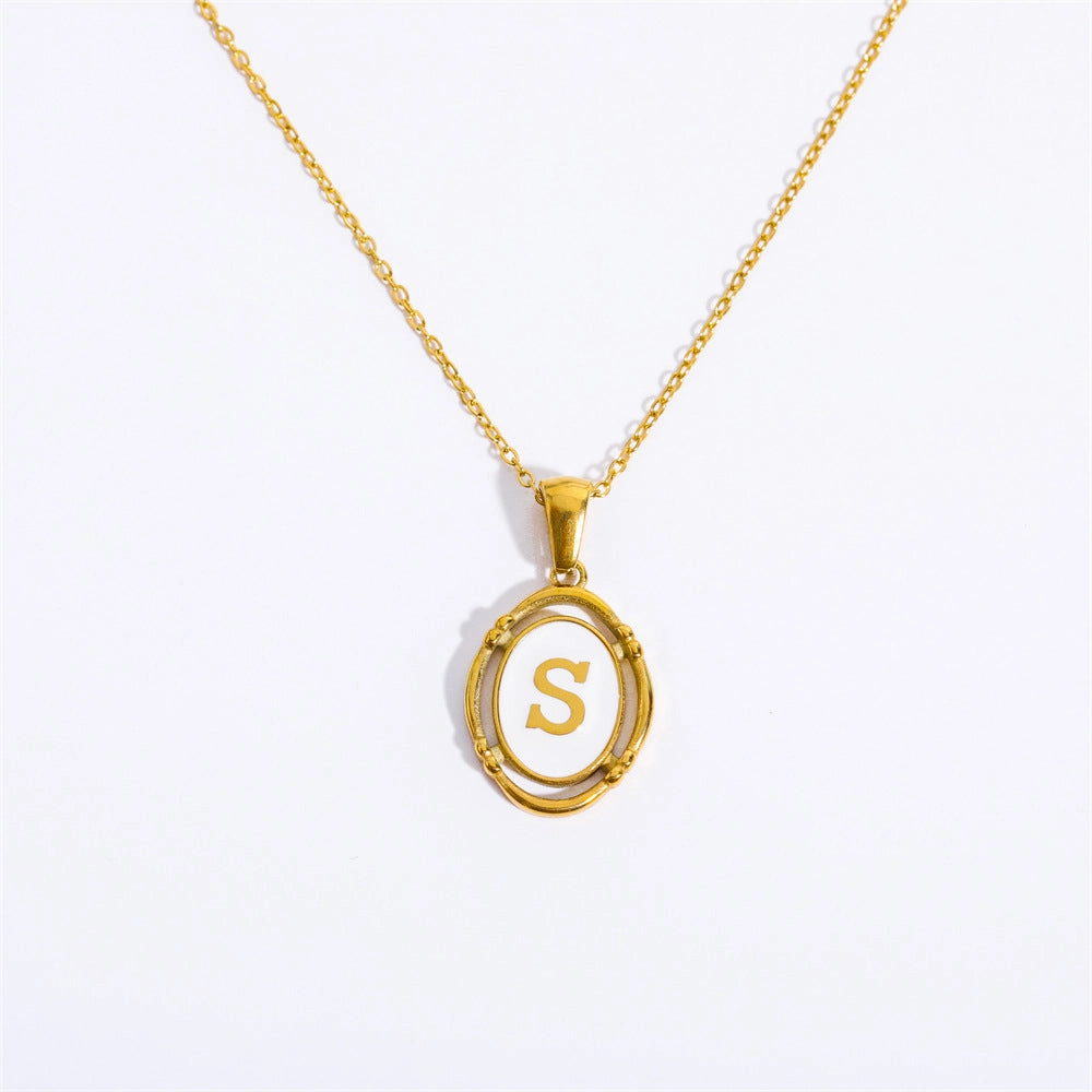 Wholesale Oval Letter Titanium Steel Necklaces