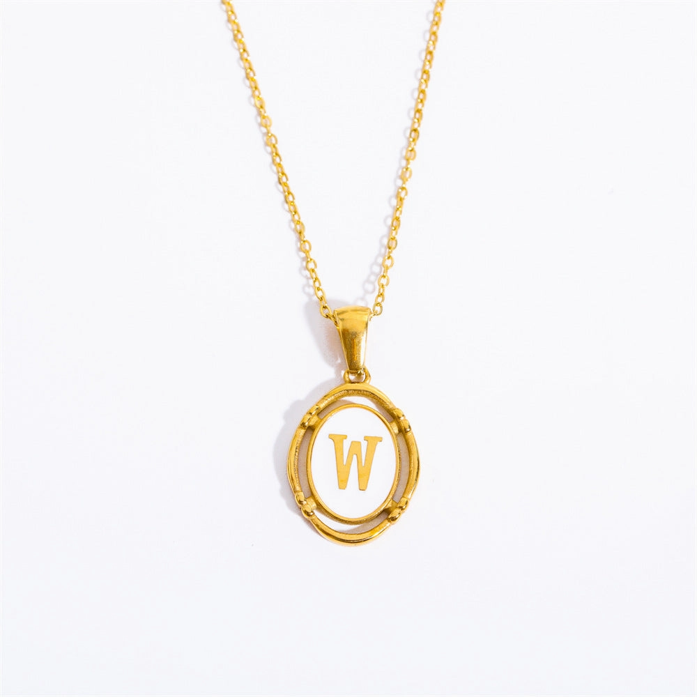 Wholesale Oval Letter Titanium Steel Necklaces