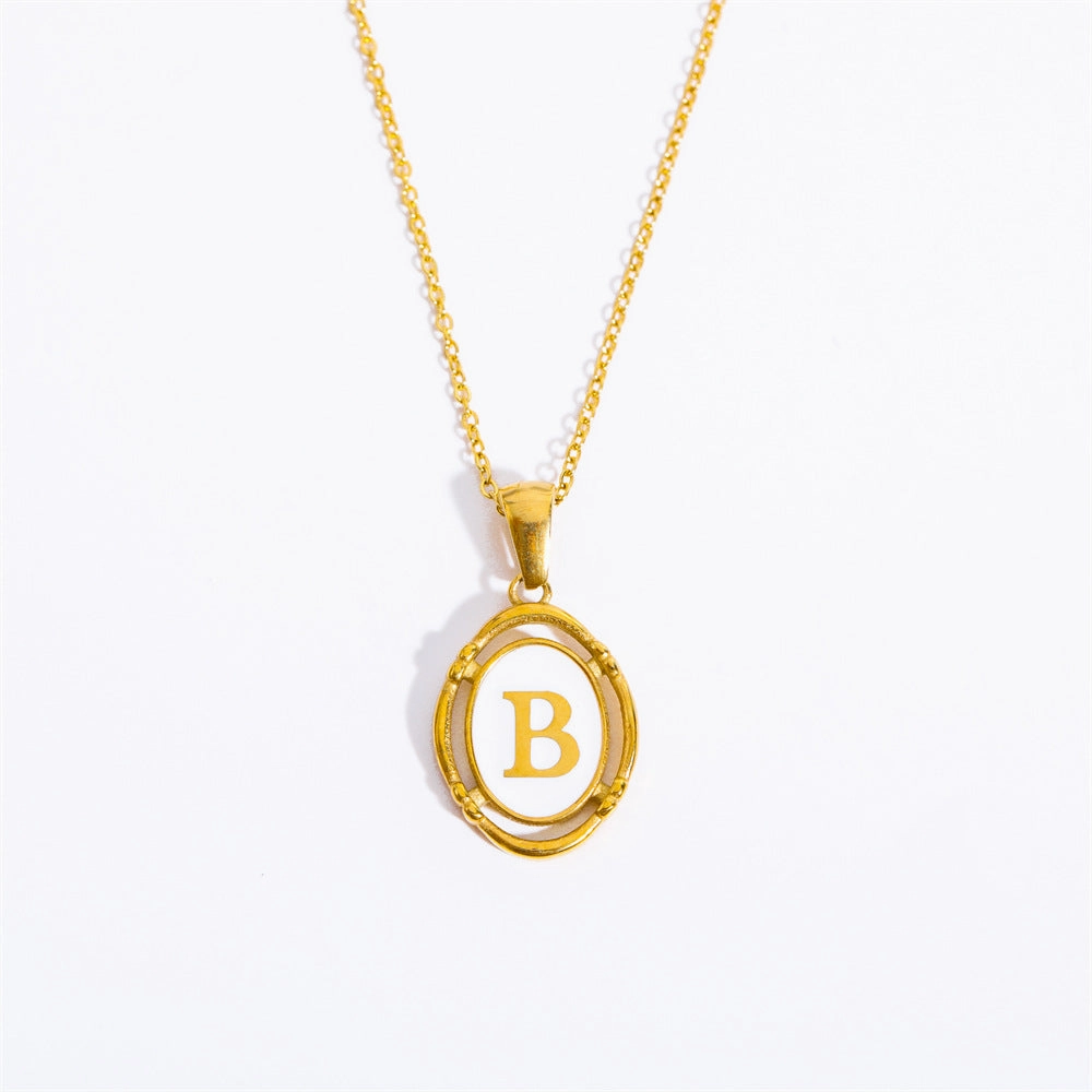 Wholesale Oval Letter Titanium Steel Necklaces