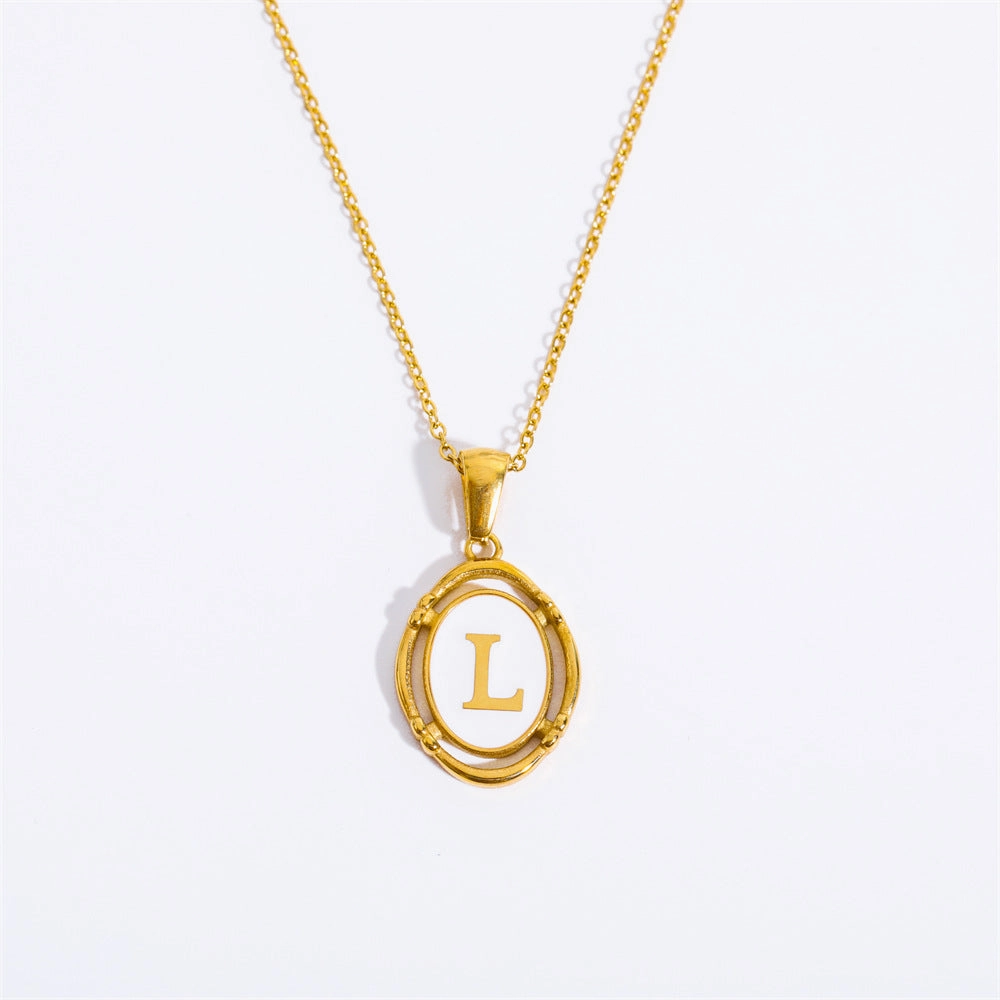Wholesale Oval Letter Titanium Steel Necklaces