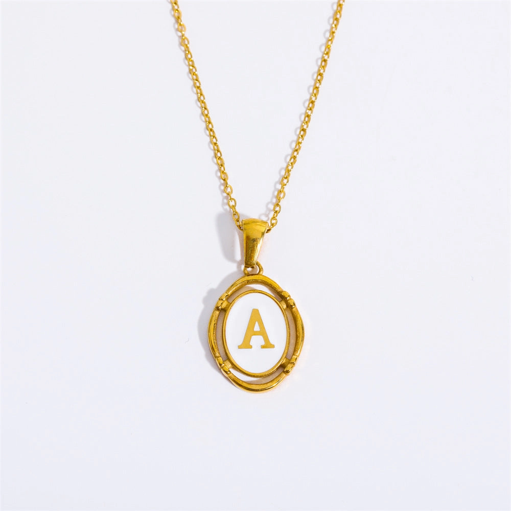 Wholesale Oval Letter Titanium Steel Necklaces