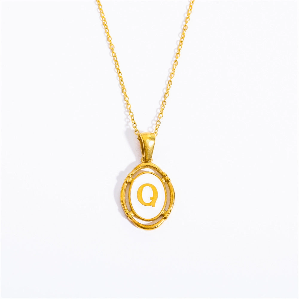 Wholesale Oval Letter Titanium Steel Necklaces