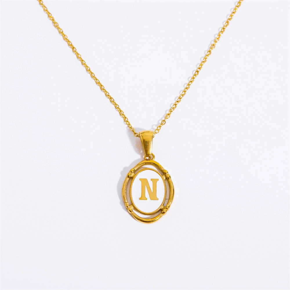 Wholesale Oval Letter Titanium Steel Necklaces