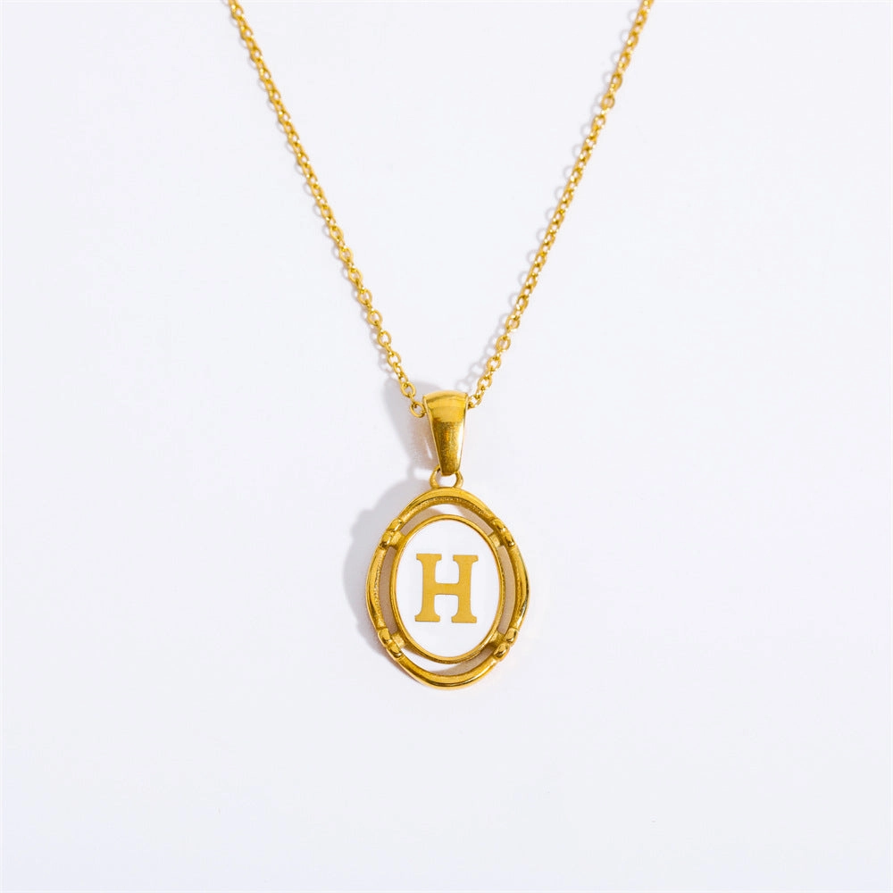 Wholesale Oval Letter Titanium Steel Necklaces