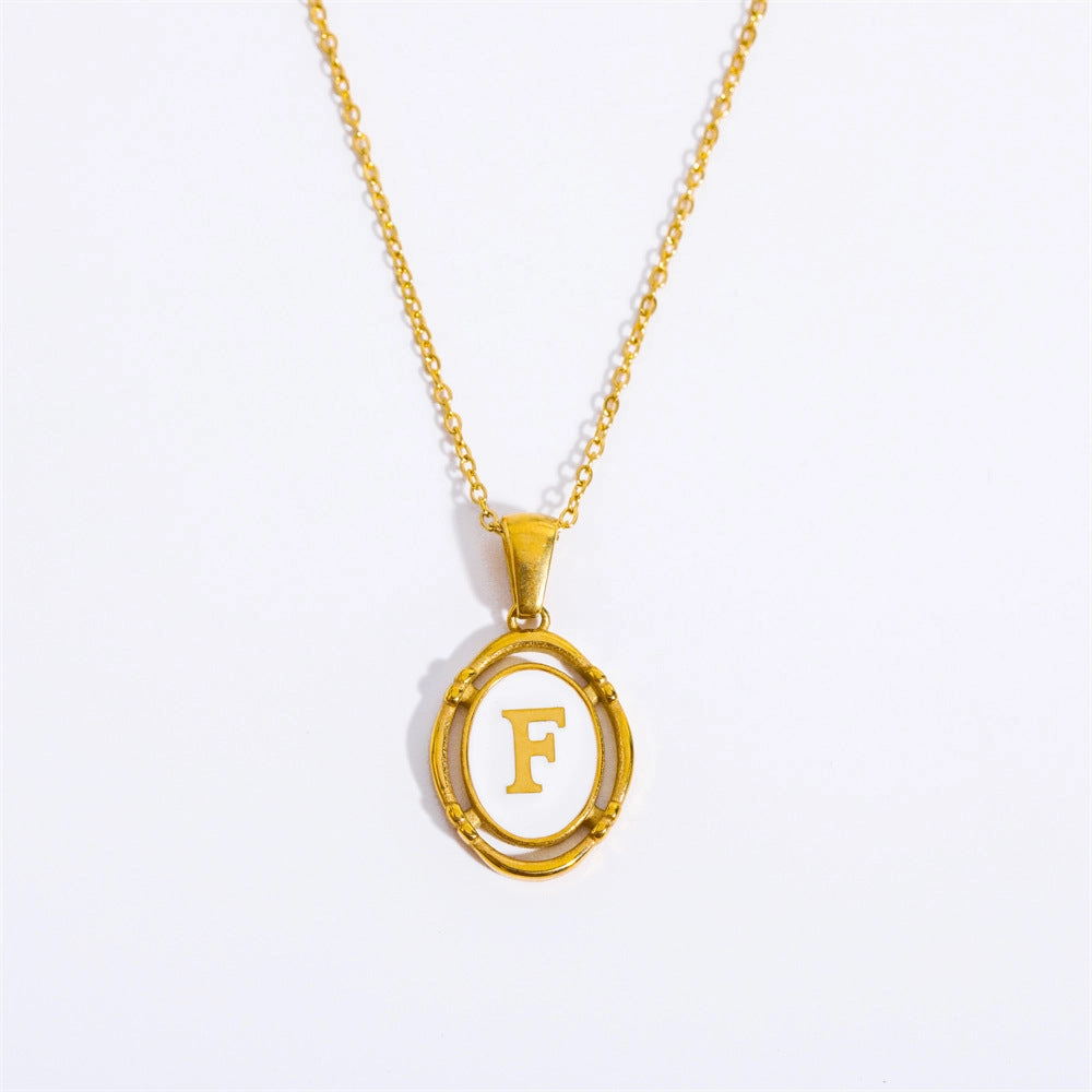 Wholesale Oval Letter Titanium Steel Necklaces