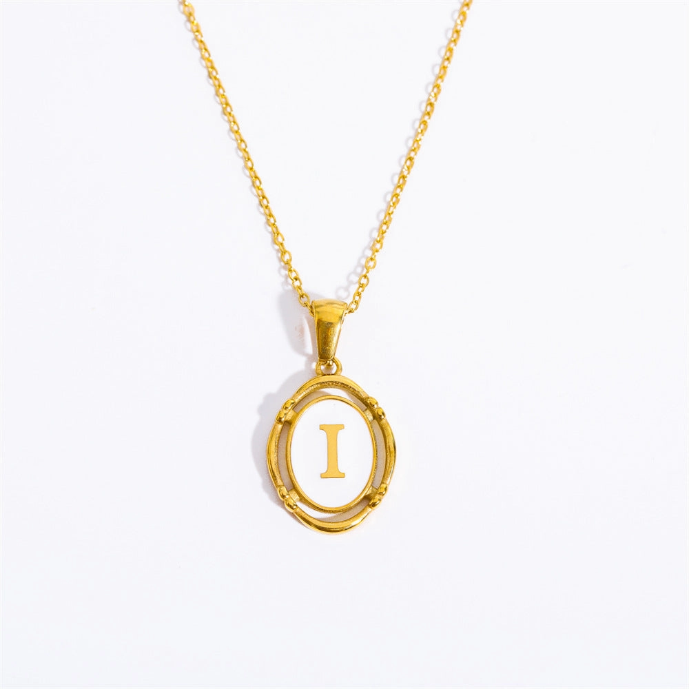 Wholesale Oval Letter Titanium Steel Necklaces