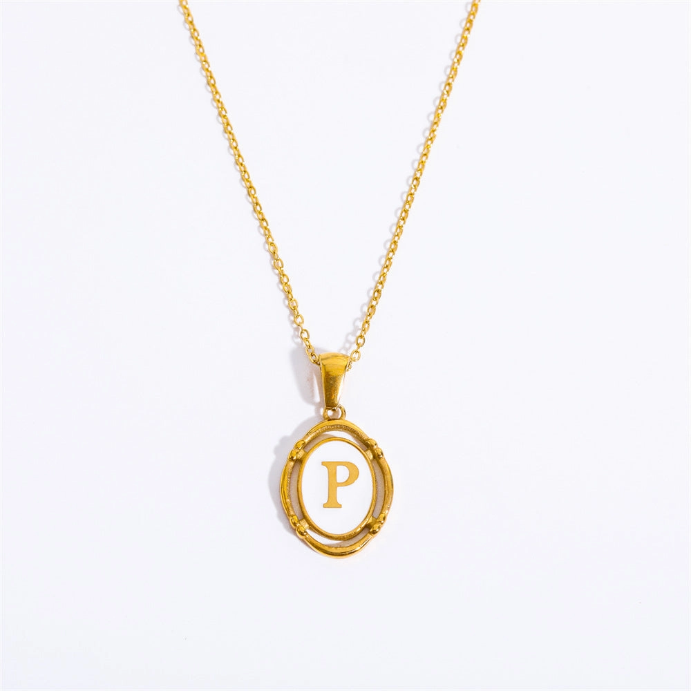 Wholesale Oval Letter Titanium Steel Necklaces