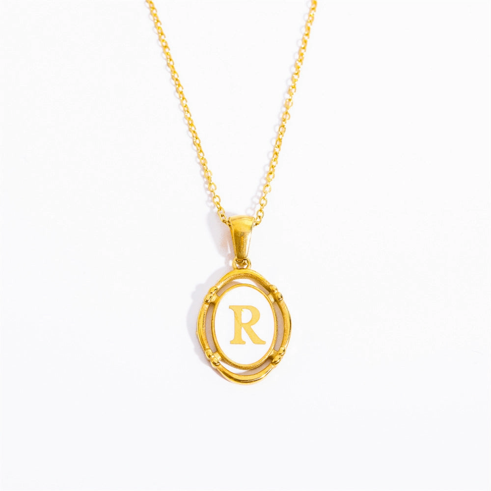 Wholesale Oval Letter Titanium Steel Necklaces