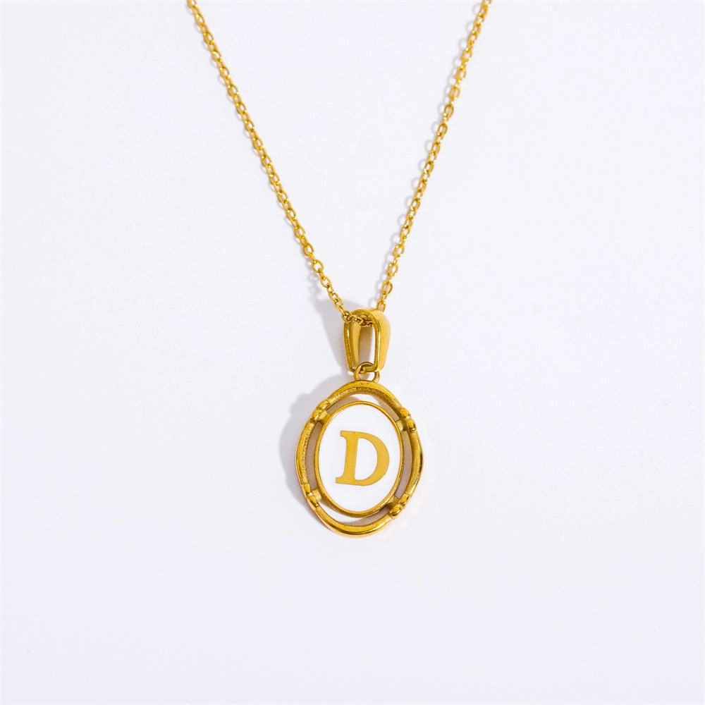 Wholesale Oval Letter Titanium Steel Necklaces