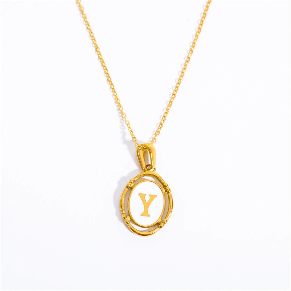 Wholesale Oval Letter Titanium Steel Necklaces
