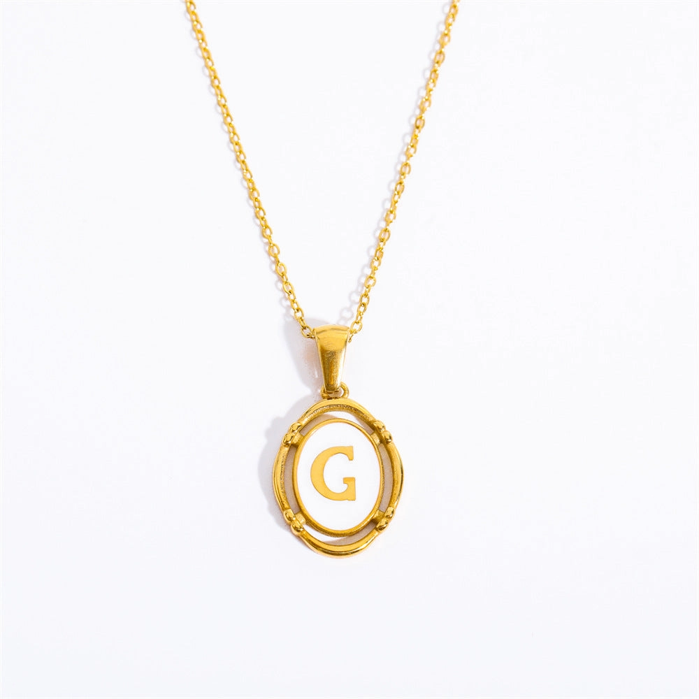 Wholesale Oval Letter Titanium Steel Necklaces