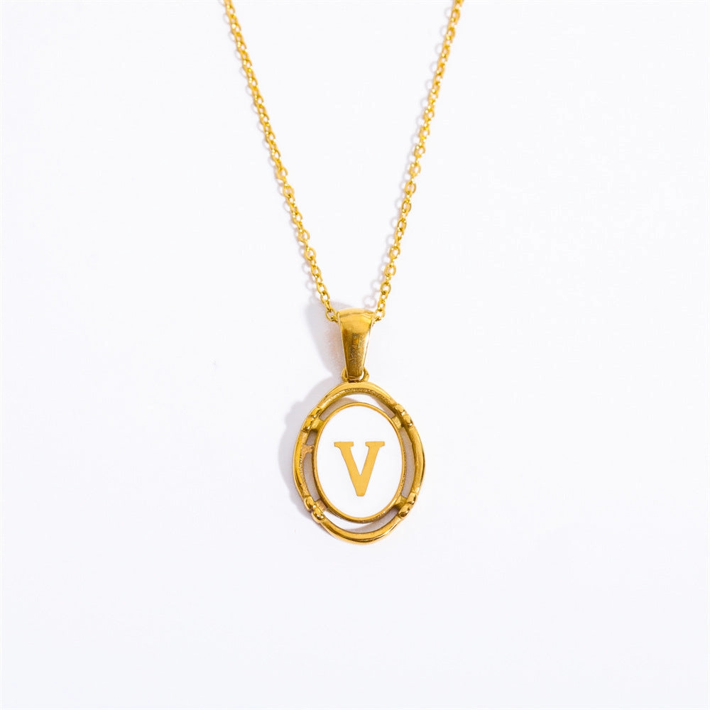 Wholesale Oval Letter Titanium Steel Necklaces