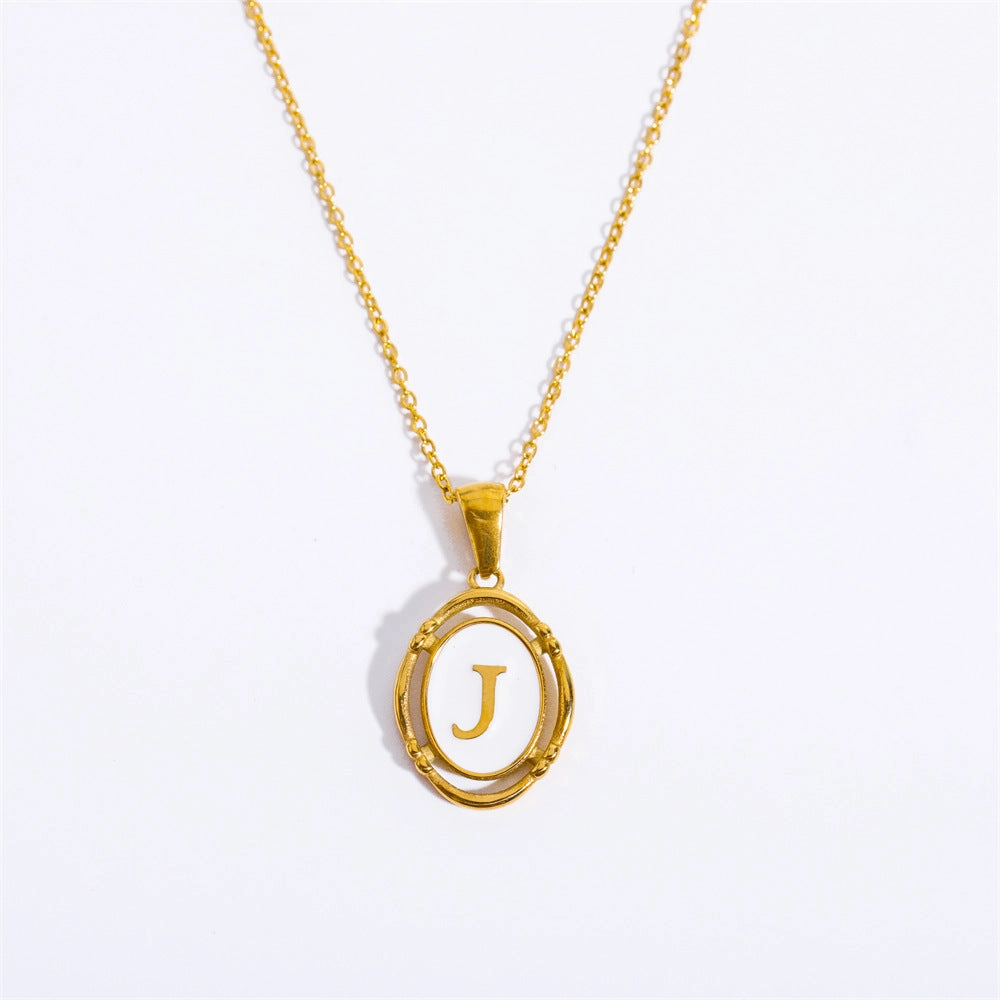 Wholesale Oval Letter Titanium Steel Necklaces