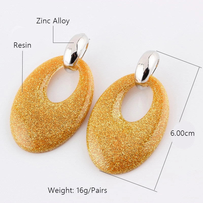 Wholesale Oval Resin Pendant Earrings