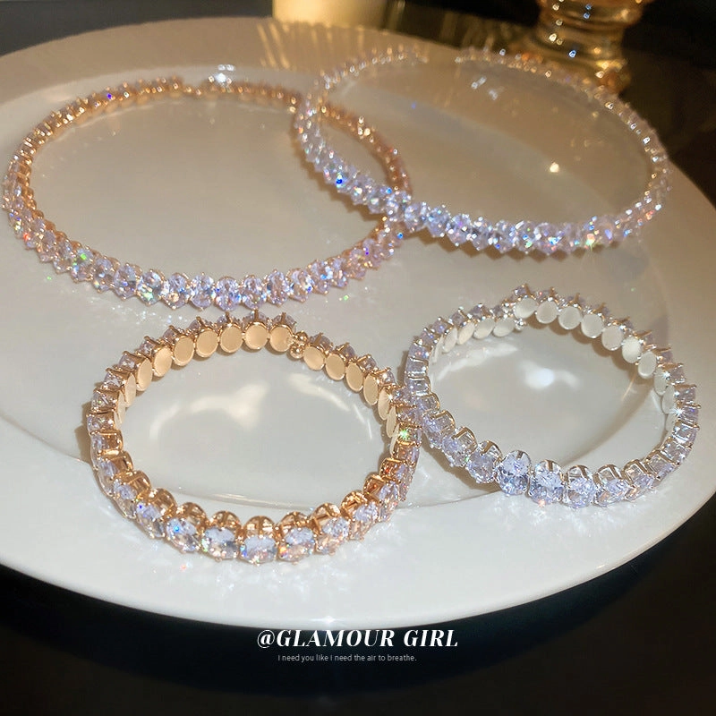 Wholesale Oval Zircon Necklace Clavicle Chain