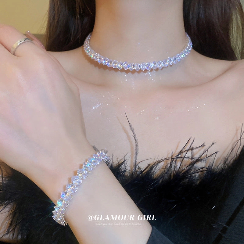 Wholesale Oval Zircon Necklace Clavicle Chain