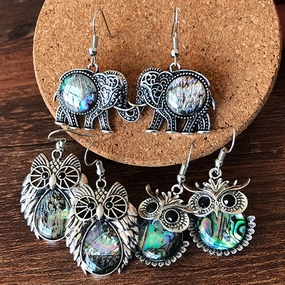 Wholesale Owl Animal Color Alloy Earrings