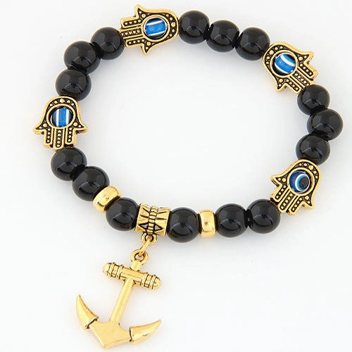Wholesale Owl Blue Eyes Metal Beaded Bracelet