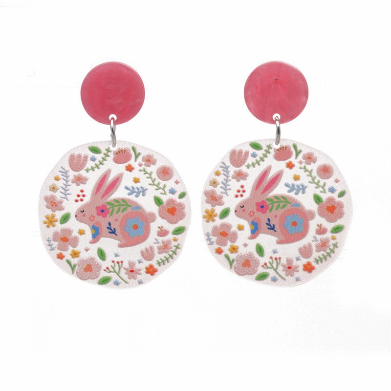 Wholesale Owl Rabbit Flowers Acrylic Earrings