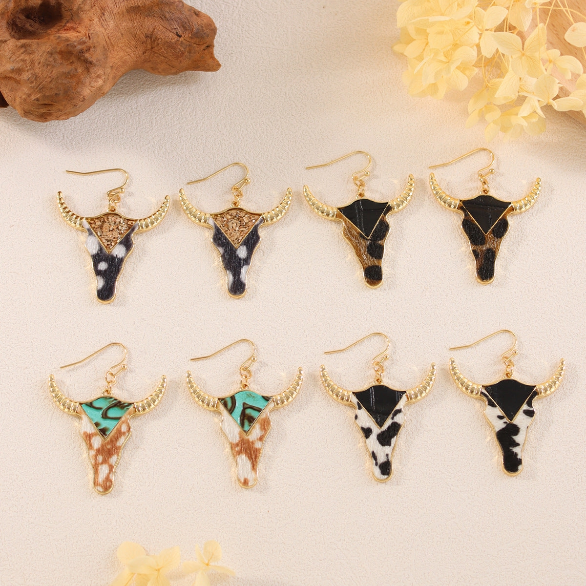 Wholesale Ox Head Vintage Zinc Alloy Earrings