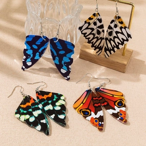 Wholesale Painted Butterfly PU Leather Earrings