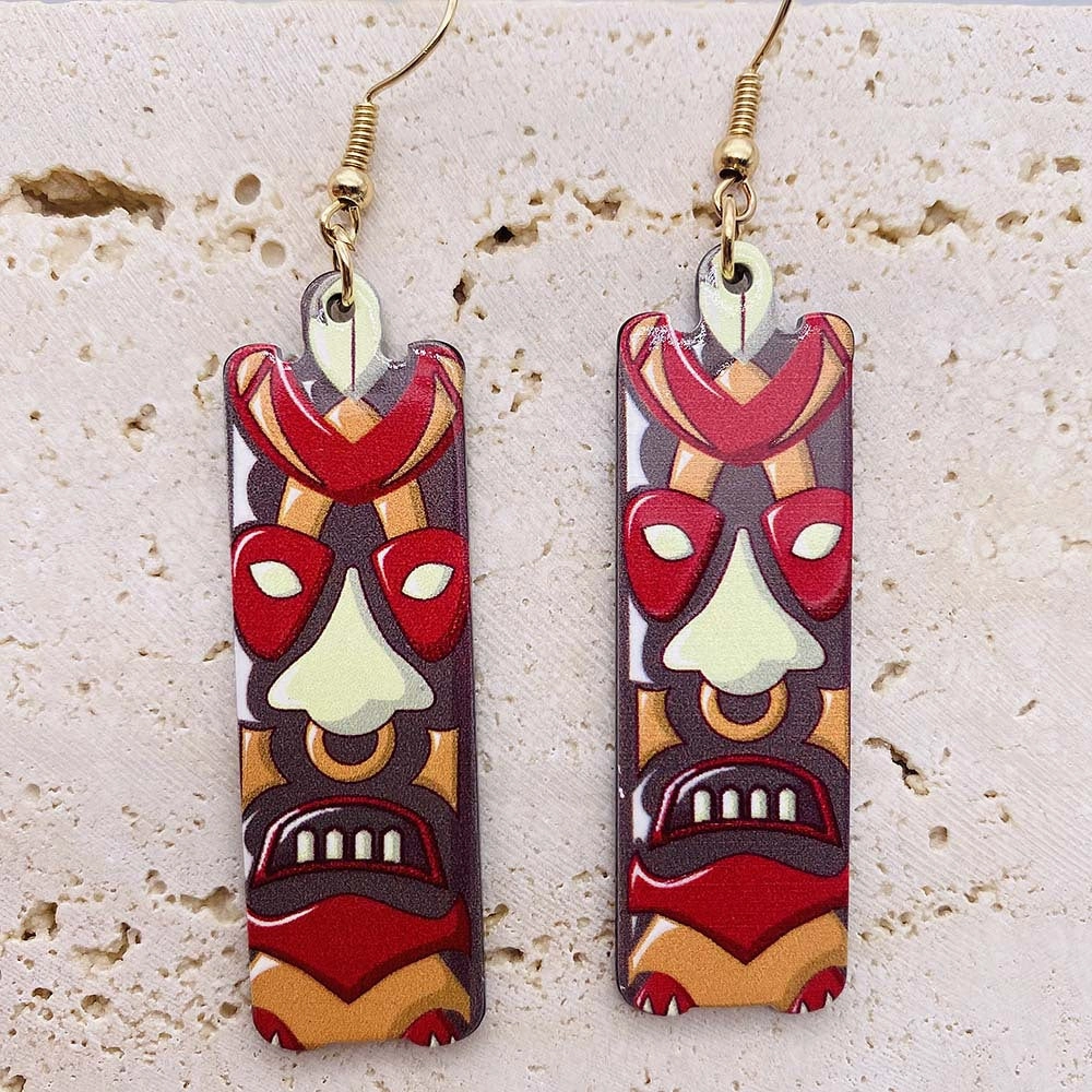 Wholesale Painted Face Print Acrylic Earrings