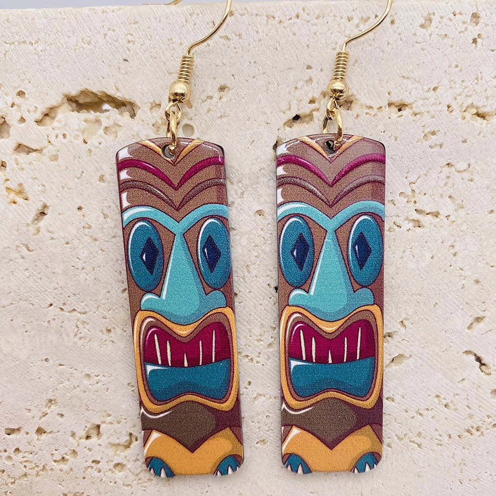 Wholesale Painted Face Print Acrylic Earrings
