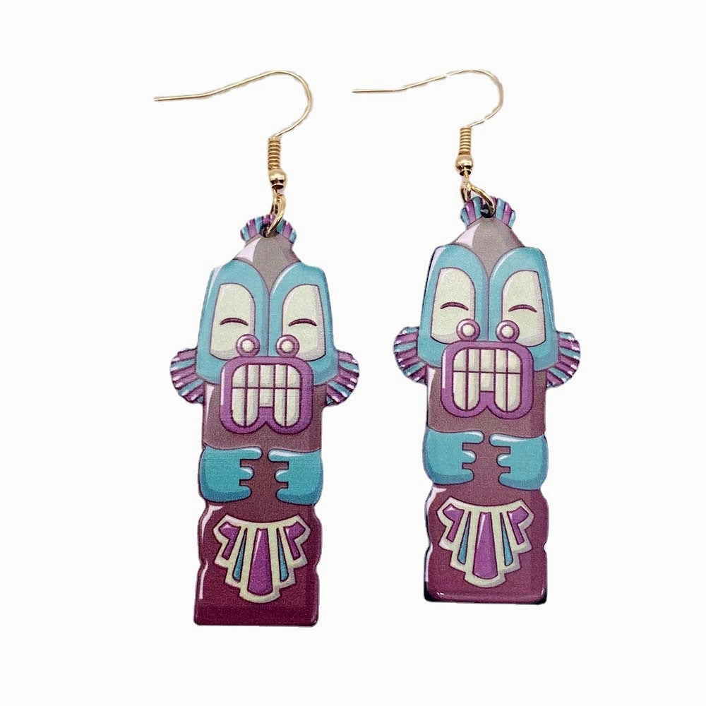 Wholesale Painted Face Print Acrylic Earrings