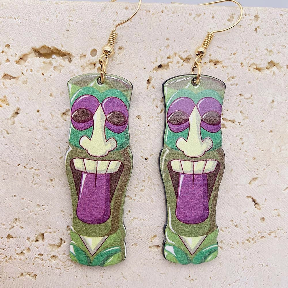 Wholesale Painted Face Print Acrylic Earrings