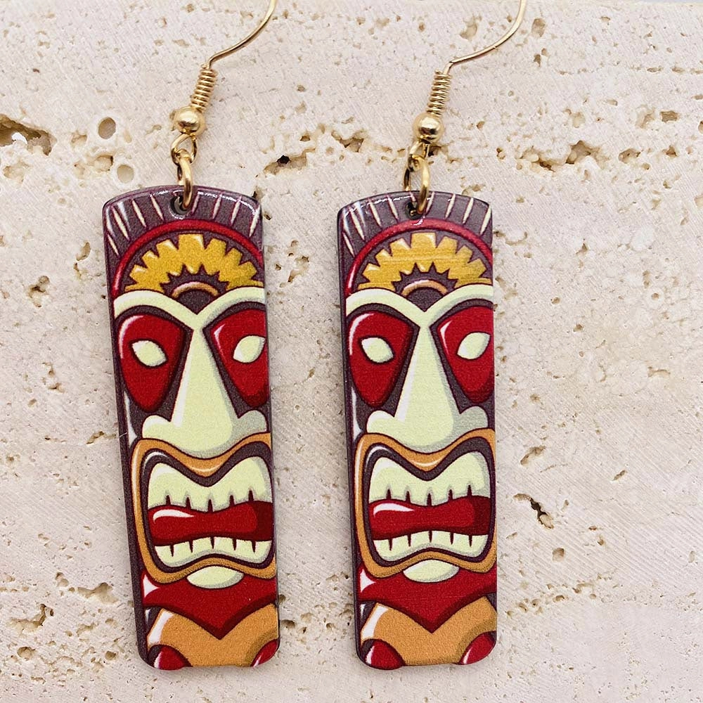 Wholesale Painted Face Print Acrylic Earrings