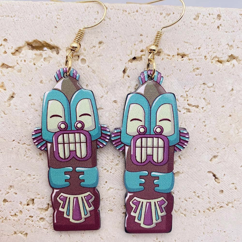 Wholesale Painted Face Print Acrylic Earrings