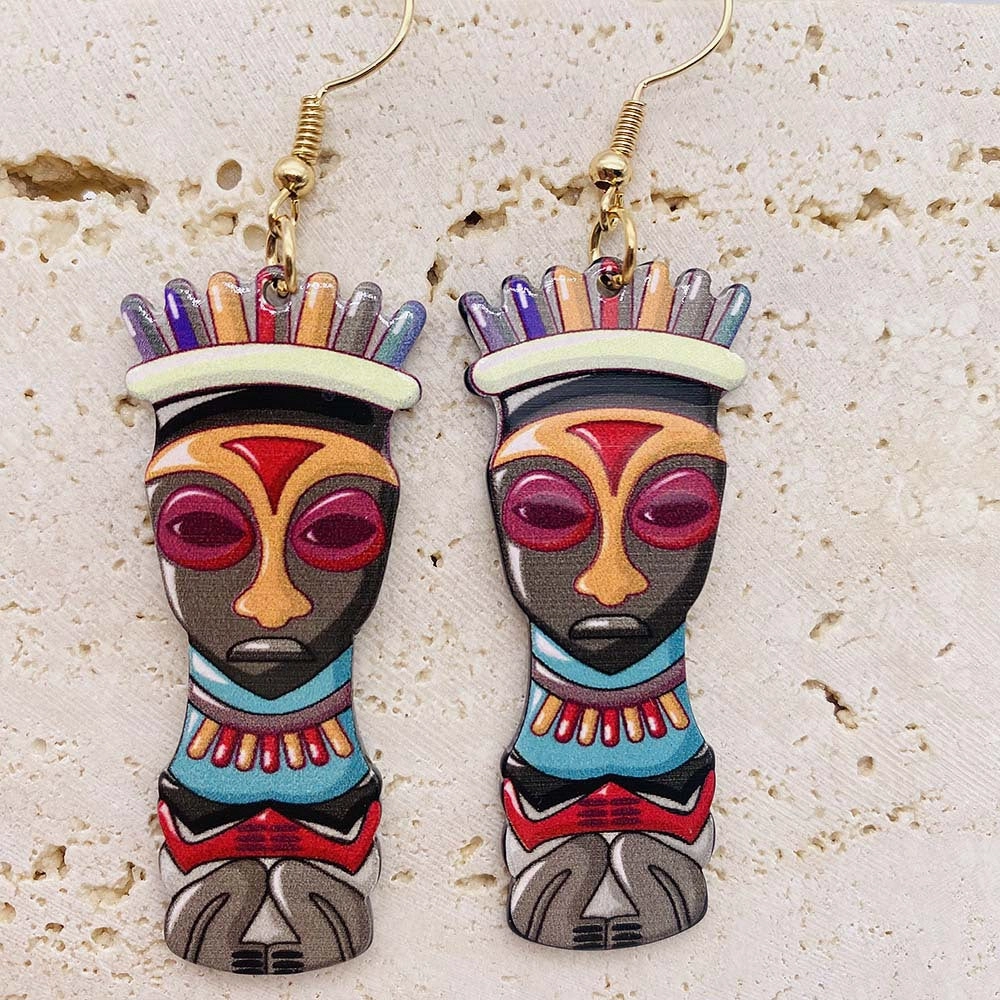 Wholesale Painted Face Print Acrylic Earrings