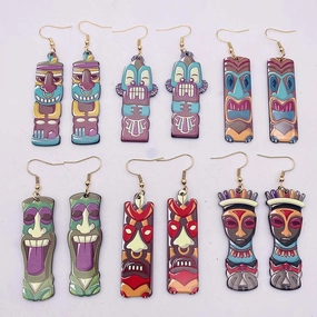 Wholesale Painted Face Print Acrylic Earrings