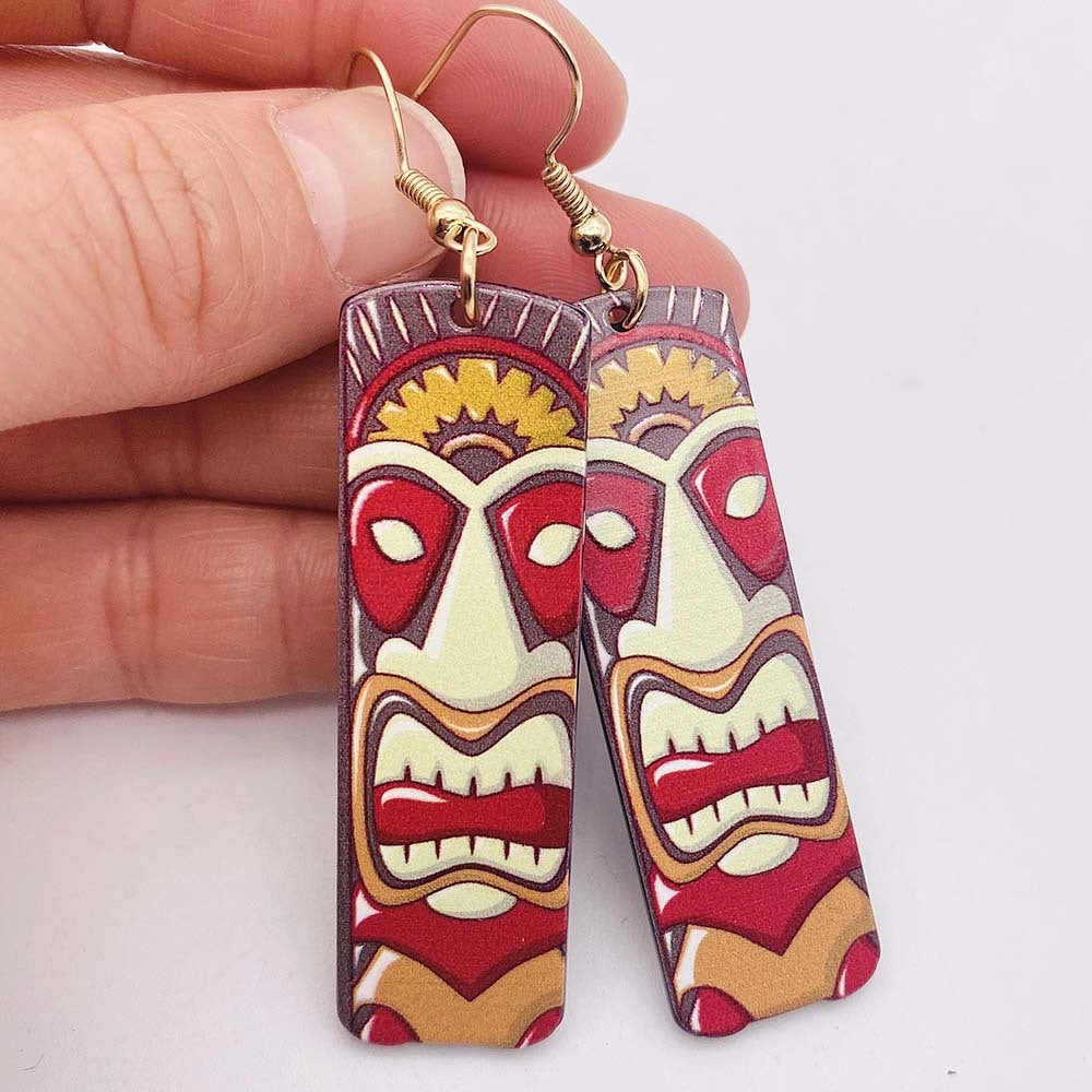 Wholesale Painted Face Print Acrylic Earrings