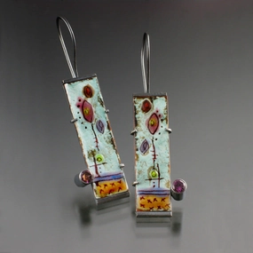 Wholesale Painted Floral Enamel Broken Flower Diamond Metal Earrings