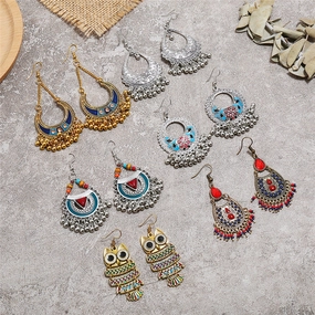 Wholesale Painted Tassels Alloy Earrings