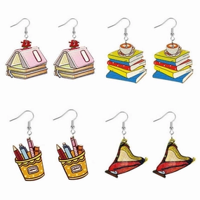 Wholesale Painted Teacher Wooden Earrings