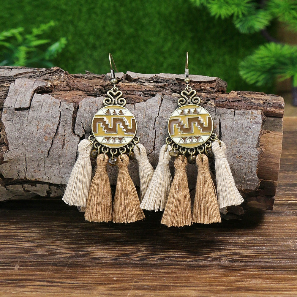 Wholesale Palace Vintage Tassel Alloy Earrings