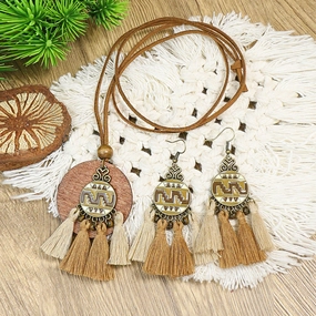 Wholesale Palace Vintage Tassel Earrings Necklace